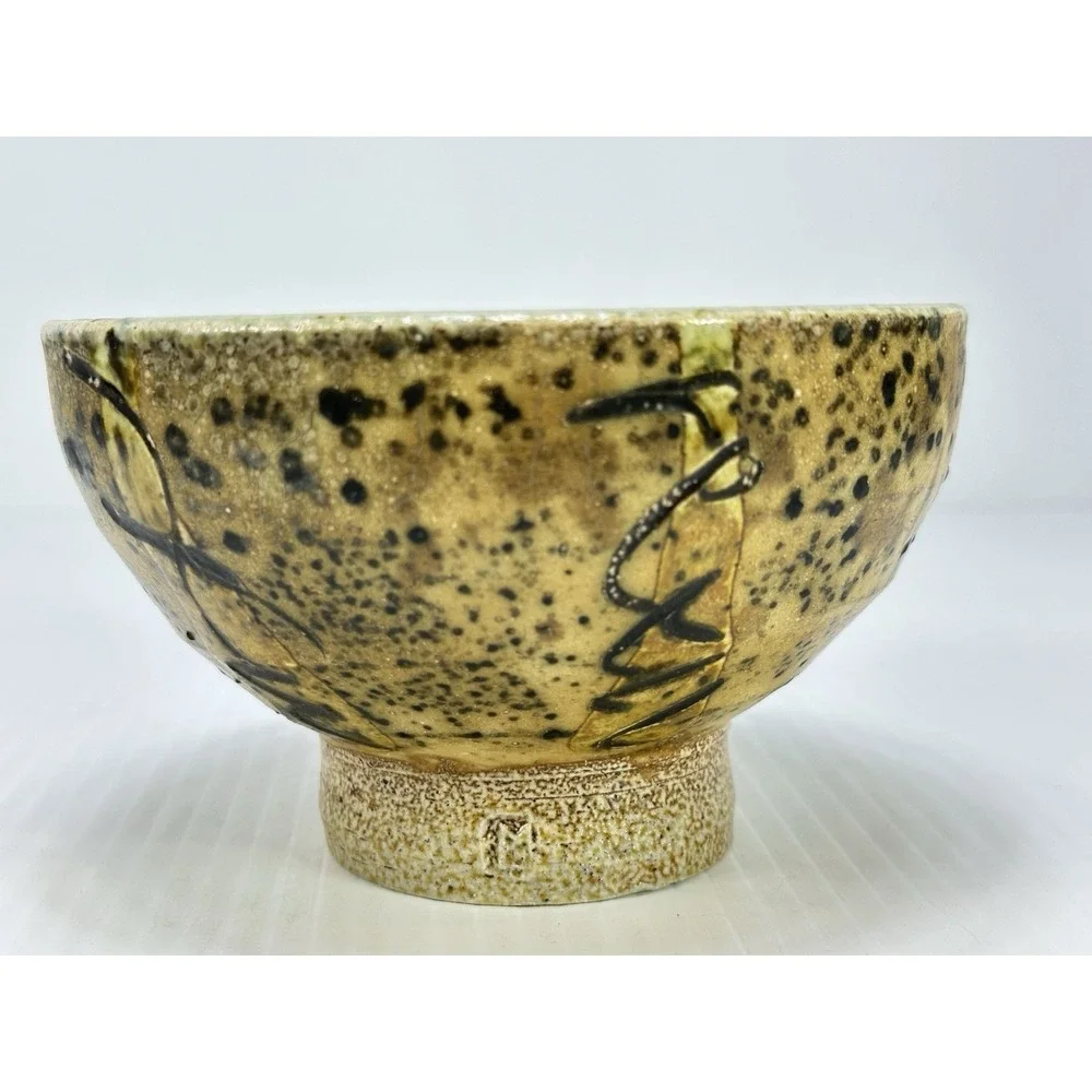 Vintage Matcha Bowl Sasae Tea Bowl Flat Tea‎ Bowl Tableware
